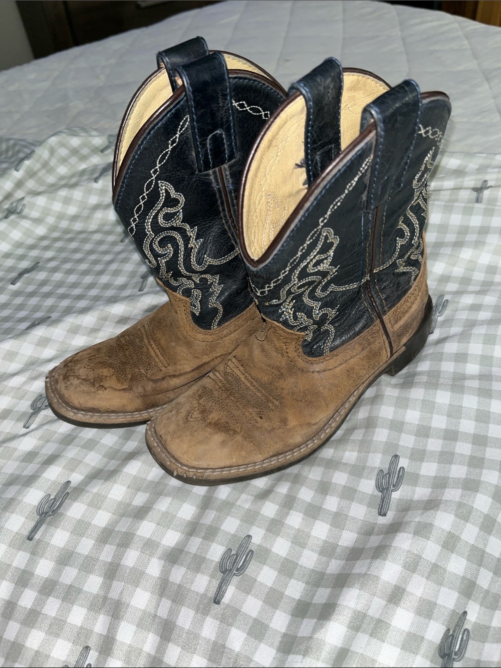 Kids Western Cowboy Boots in Brown and Black - Classic Embroidered Shaft